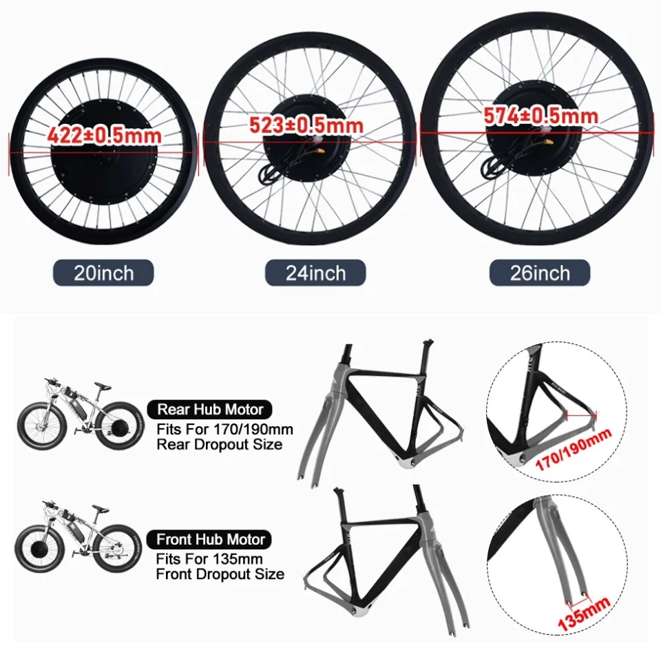 72V 3000W 팻 타이어 스노우 바이크 모터 개조  - Fat Tire Ebike Conversion Kit 2000W 리뷰 및 가격
