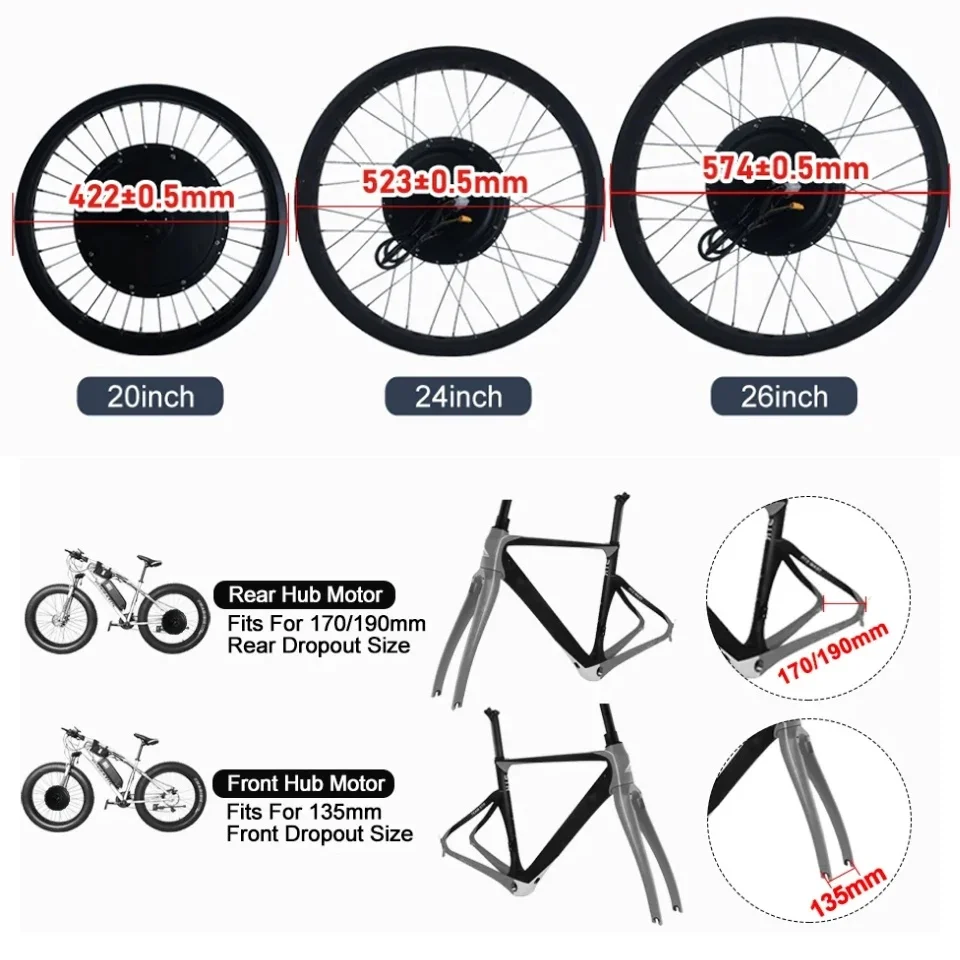72V 3000W 전기 자전거용 스노우 바이크 개조 키 - Ebike Conversion Kit 72V 3000W 리뷰 및 가격